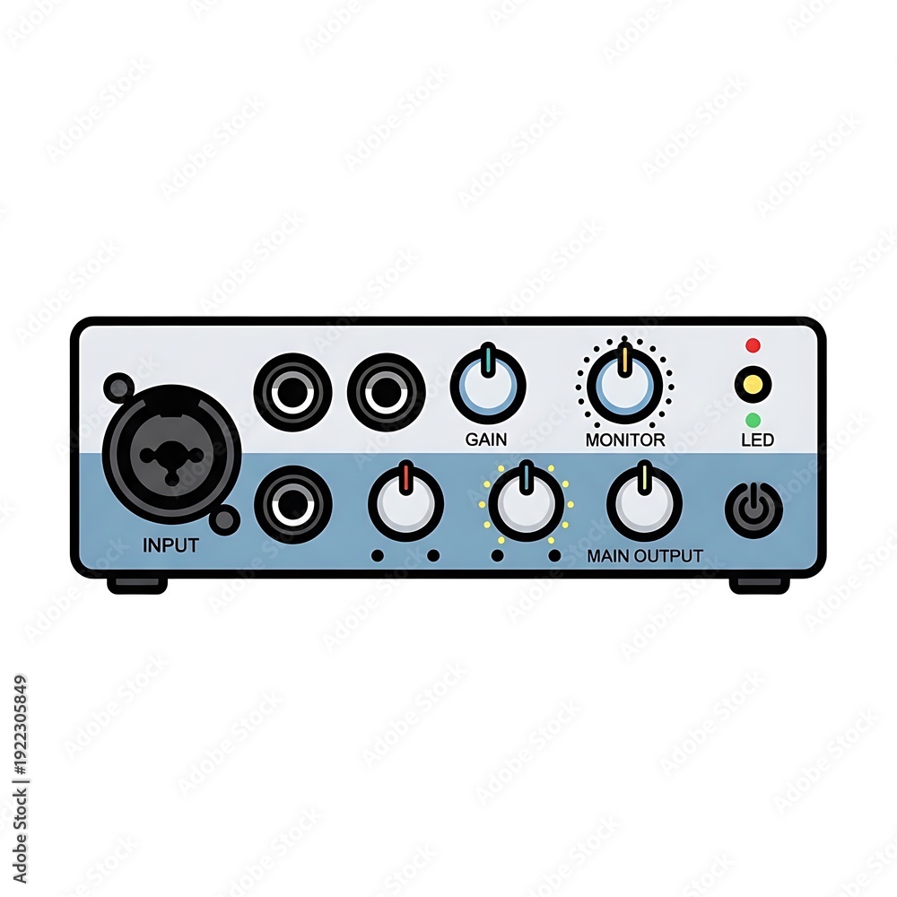 Fototapeta premium Audio Amplifier Device with Controls and Inputs.