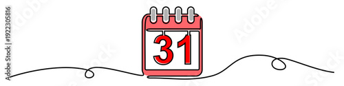 Editable continuous one line drawing calendar vector for productivity apps. Ideal for symbolizing time management, event scheduling, and planning.