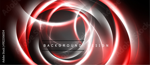 Abstract design features swirling red, white lines. Dark center creates dynamic visual impact. Modern aesthetic suitable backgrounds.