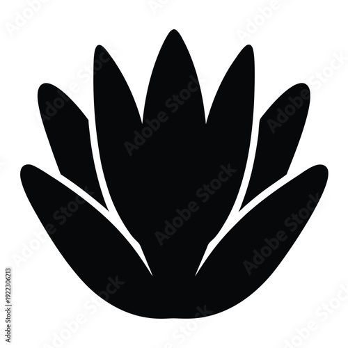 Striking Black Silhouette of a Water Lily or Lotus Flower Design