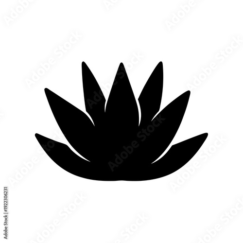 Elegant Black Silhouette of a Blooming Lotus Flower Against White Backdrop