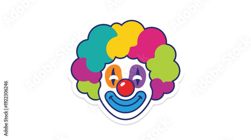 Clown Head Colorful Makeup Smiling Face Circus Fun Party Kids Flat Design Bright Colors Vector Illustration Isolated