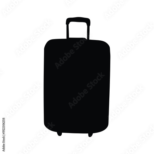 Silhouette of a classic suitcase, luggage ready for travel and adventure