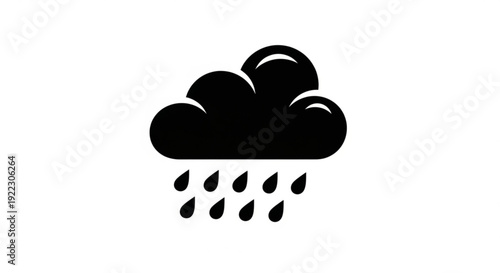 A rain cloud with heavy precipitation and large droplets falling from it, depicted in a simple illustration style