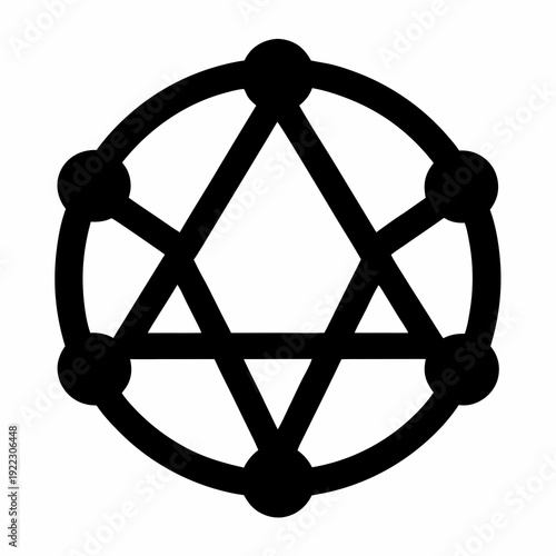 Geometric Symbol Depicting an Enneagram of Personality with Circle and Triangle