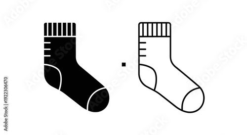 Pair of socks, black and white, minimalist design, vector illustration Vector