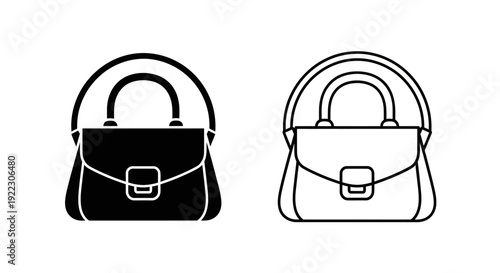 Elegant handbag designs with handle and clasp for fashion and accessories Vector