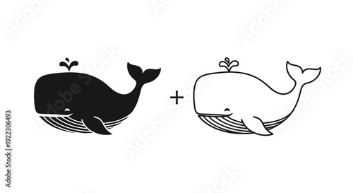 Whale illustration design elements vector art plus sign concept Vector