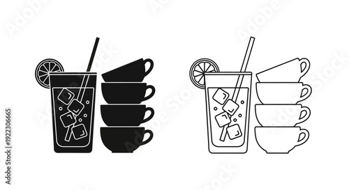 Refreshing drinks and cups set illustration for design projects Vector
