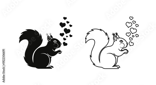 Squirrel illustration: cute cartoon animals, nature drawing, wildlife art, forest creatures Vector