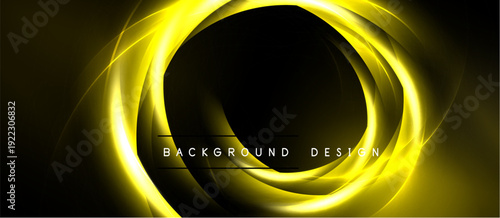 Abstract golden swirl design. Dark background creates dramatic visual impact. Elegant, modern aesthetic suitable for various projects.