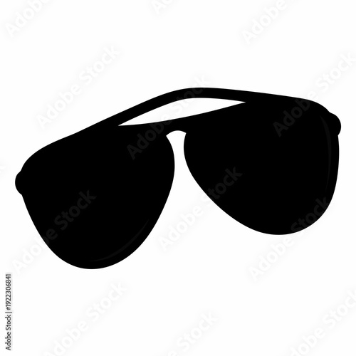 Sleek and Stylish Black Aviator Sunglasses Silhouette on a Clean White Background