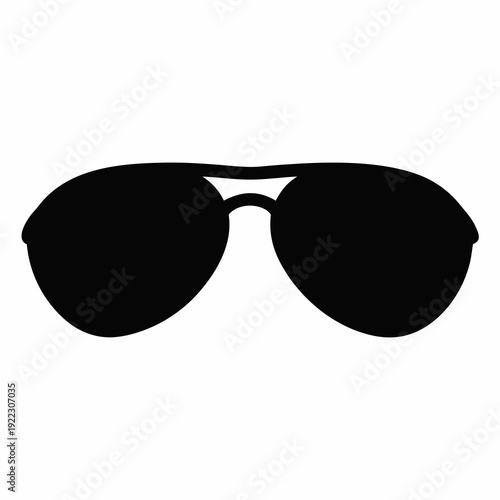 Silhouette of Aviator Sunglasses on a White Background, Simple and Minimalist