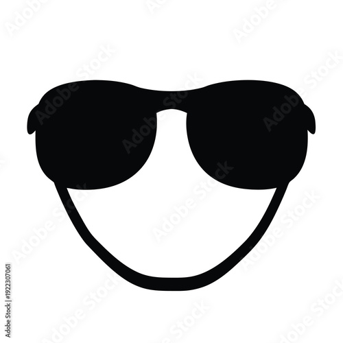 A minimalist black silhouette of sunglasses conveying style, protection, and coolness
