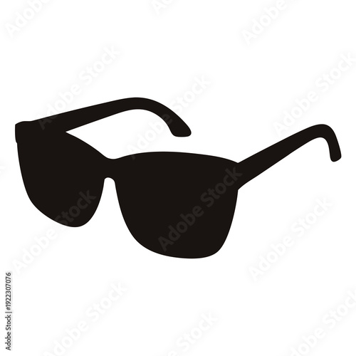 Black silhouette of sunglasses on white background for sun protection design