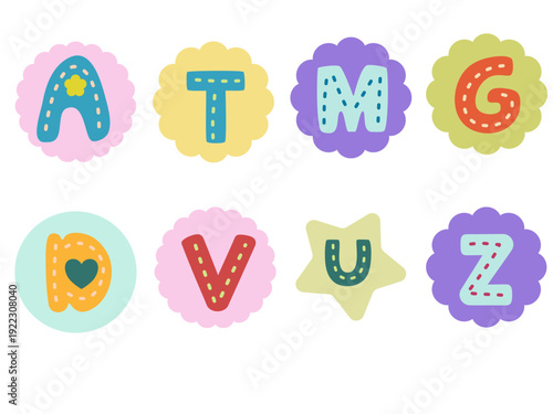 A colorful alphabet with various letters