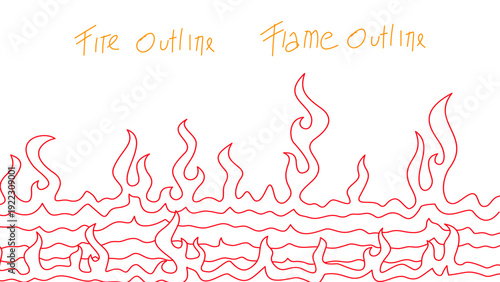 Background with fire lines. Decorative flame lines. Outline of flames as a background. Fire border pattern. Continuous fire line design. Flame outline background.