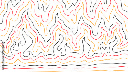 Fire Background. flame Background. doodle fire background. Flame Seamless Pattern. Background with fire lines. Outline of flames background. Continuous fire line design. Flame outline background.