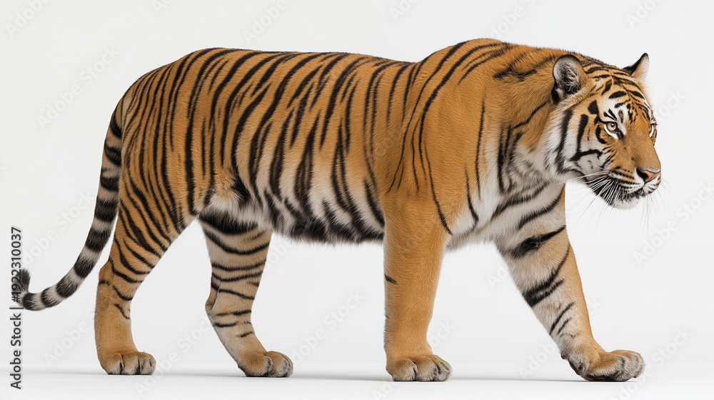 Obraz premium Tiger with black stripes, suitable for wildlife, nature, and animal themed designs, showcasing the beauty of this majestic creature.