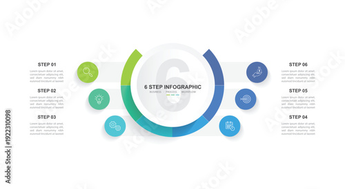 Modern infographic template. simple presentation graph. Business concept with 6 options or step.