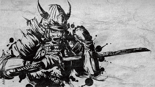 Quadro em tela Silent Resolve – Samurai Cleansing His Blade