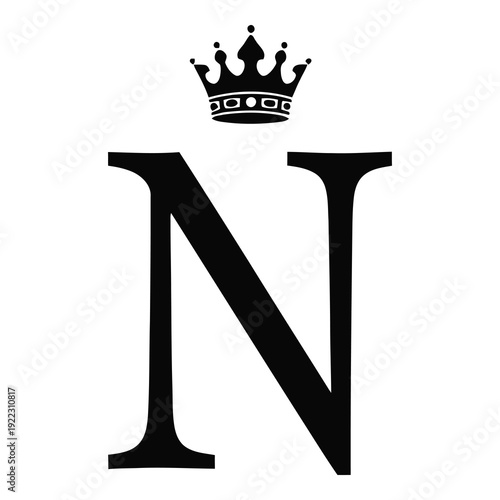 Elegant letter N with crown symbol luxury branding