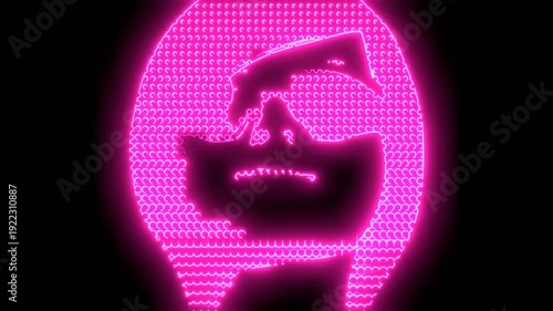 Wallpaper Mural Portrait of beautiful woman wearing sunglasses. Short hair. Front view. Neon shine. Torontodigital.ca