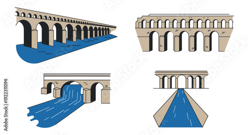Aqueduct Line art dynamic abstract color vector