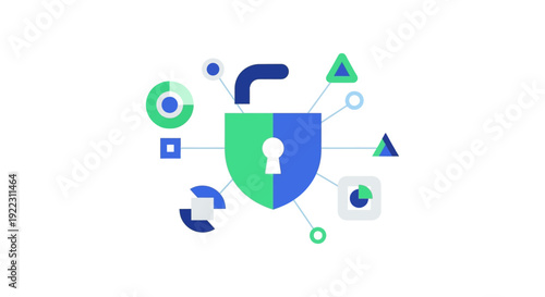 Modern Cybersecurity Shield Icon. Data Protection, Privacy, and Secure Network Connection Concept.