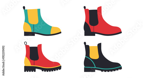 Ankle Boots Line art modern bold tone illustration.eps
