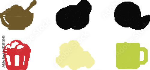 Healthy Breakfast Outline Icon Set  Oatmeal, Avocado, and Morning Essentials