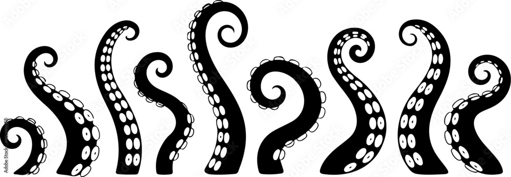 Foto Stylized Octopus Tentacles Outline Icon Set  Marine Creature Elements