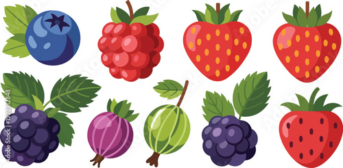 Berry and Melon Outline Icon Set  Fun Educational Fruit Collection