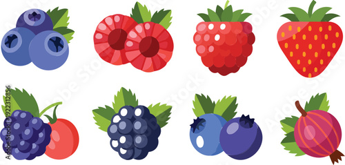 Berry and Melon Outline Icon Set  Fun Educational Fruit Collection