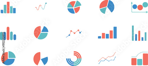 Business Data Visualization Outline Icon Set  Charts, Graphs, and Analytics