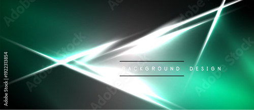 Abstract neon lines create dynamic futuristic background. Teal, gray, white colors blend seamlessly. Modern design element.