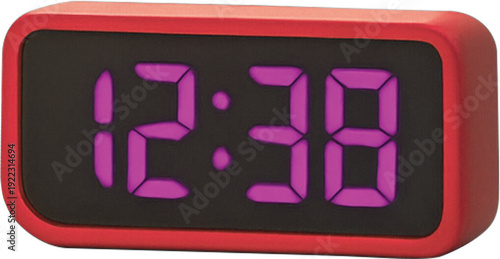 Red Digital Alarm Clock Displaying the Time