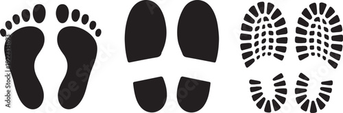 Shoe and bare foot print set