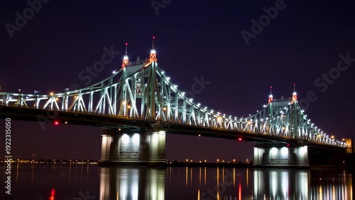 Illuminated Bridge at Night - A Stunning Urban Landscape.