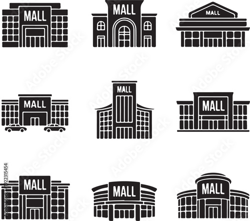 Shopping mall or store vector icon set