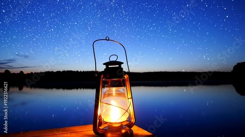 Lanterns Glow - A Nighttime Reflection on the Lake.