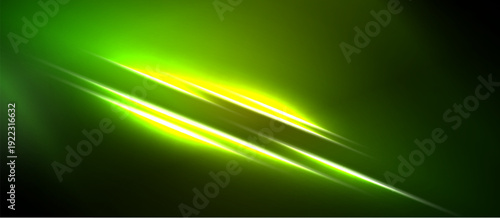 Bright green background features diagonal light streaks. Vivid yellow highlights create dynamic energy, contrasting dark areas. Simple, modern design.