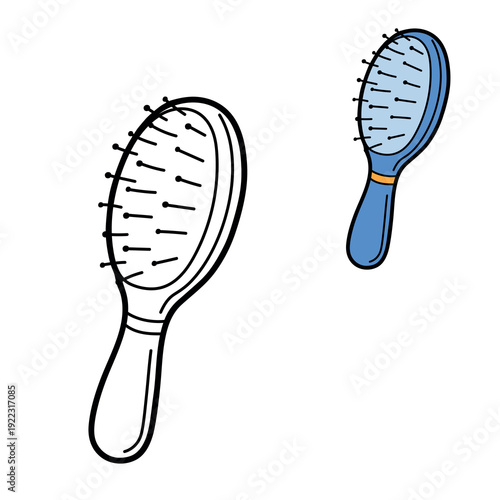 hair brush vector illustration isolated on light background for kids coloring page