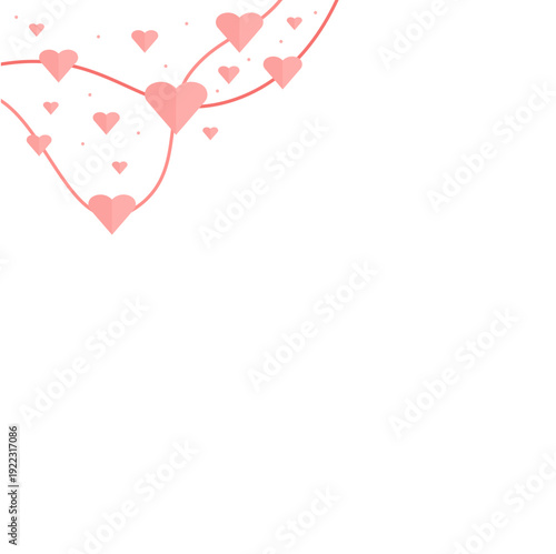 Valentine’s day corner border. Romantic corner border design. Valentines Day cards, wedding invitations, love posters. Vector illustration.