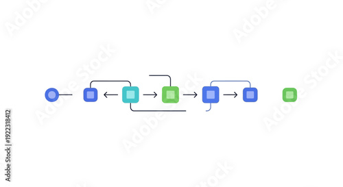 Complex Process Flowchart Diagram. Iterative Algorithm Steps, Data Workflow Visualization, and System Architecture Mapping.