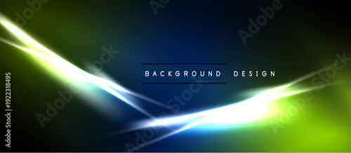 Abstract vibrant lines, glowing streaks. Dark background contrasts bright neon colors. Modern design element, dynamic composition.