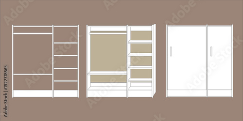 Modern Wardrobe Closet Design with Shelves and Hanging Space Illustration