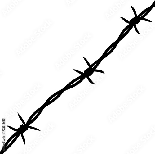 Black Barbed Wire Silhouette Vector Isolated on White