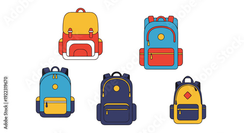 Backpack Line art abstract digital color vector