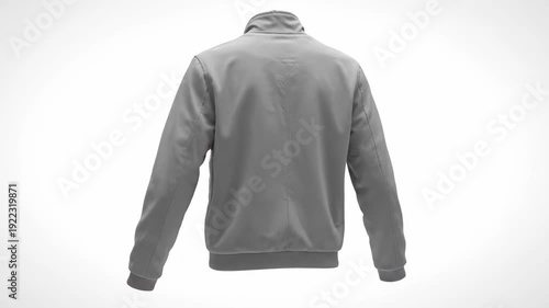 Wallpaper Mural 3D Render of Blank Gray Bomber Jacket Mockup. Modern Casual Outerwear Apparel Isolated on White Background for Fashion Design Template. Torontodigital.ca